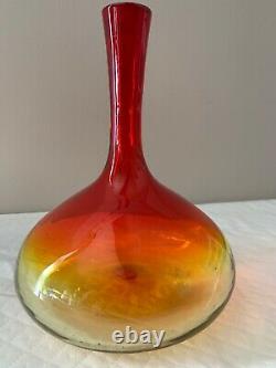 Blenko Art Glass #6516 Decanter Vintage Amberina Tangerine Nice Stopper Clean
