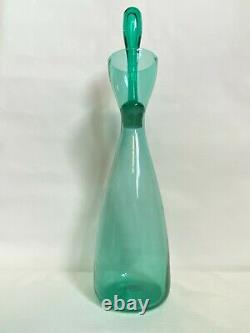 Blenko Art Glass Decanter Wayne Husted 564 Sea Green WithStopper 18 MCM RARE