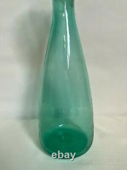 Blenko Art Glass Decanter Wayne Husted 564 Sea Green WithStopper 18 MCM RARE