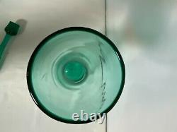 Blenko Art Glass Decanter Wayne Husted 564 Sea Green WithStopper 18 MCM RARE