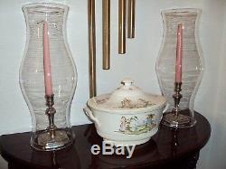 Blenko Colonial Williamsburg CW10 Lg Heavy Hurricane Glass Shades (2) Pre-1966