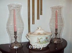 Blenko Colonial Williamsburg CW10 Lg Heavy Hurricane Glass Shades (2) Pre-1966