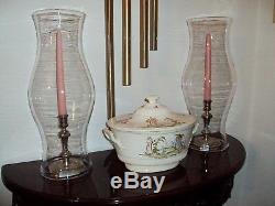 Blenko Colonial Williamsburg CW10 Lg Heavy Hurricane Glass Shades (2) Pre-1966