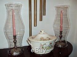 Blenko Colonial Williamsburg CW10 Lg Heavy Hurricane Glass Shades (2) Pre-1966