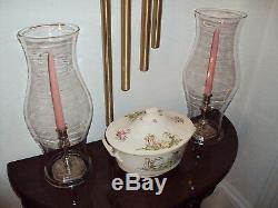 Blenko Colonial Williamsburg CW10 Lg Heavy Hurricane Glass Shades (2) Pre-1966