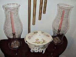 Blenko Colonial Williamsburg CW10 Lg Heavy Hurricane Glass Shades (2) Pre-1966