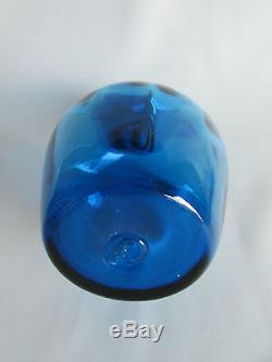 Blenko Decanter Cruet Blue Blown Art Glass Crystal Liquor Water Vintage