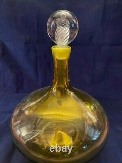 Blenko Decanter by Joel Myers with Air Twist Stopper Oversized Art Glass Decante