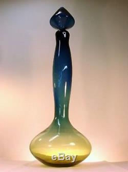 Blenko Desert Green Genie Decanter Bottle With Stopper. Mid Century Modern. MCM