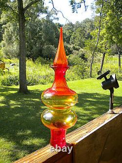 Blenko Ellipse Tall Decanter Tangerine 7119