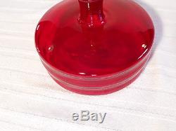Blenko Glass 1960 Regal Wayne Husted Ruby Red Captain Decanter Bottle Signed
