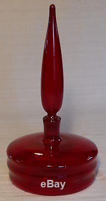 Blenko Glass 1960 Regal Wayne Husted Ruby Red Captain Decanter Bottle Signed