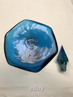 Blenko Glass 2018 WV Day Decanter Blue and Green Fade