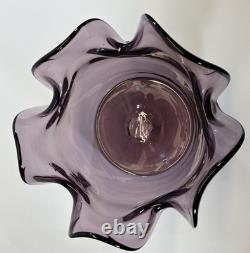 Blenko Glass 6011 Folded Bowl in Lilac Wayne Husted Design MCM