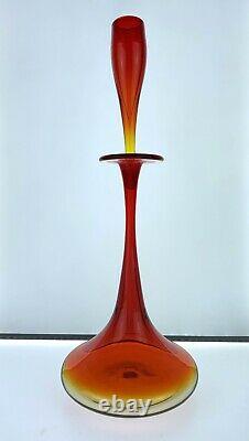 Blenko Glass 6027 Decanter in Tangerine Iconic Wayne Husted Design