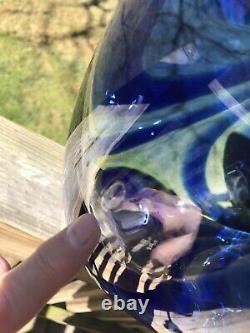Blenko Glass Cobalt Swirl Vase 7419