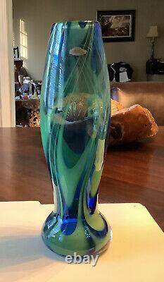 Blenko Glass Company Pangaea tall Vase Sign by Matthew Carter 2002