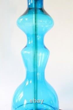 Blenko Glass Curvaceous Blue Table Lamp
