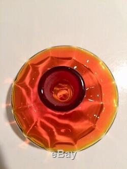 Blenko Glass Optic Decanter By Joel Myers 6530S w Teardrop Ribbed Stopper