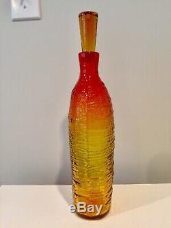 Blenko Glass Tangerine Decanter #6220 By Wayne Husted Offered 1 Year Only