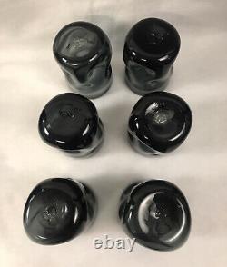 Blenko Glass Tumblers Set of 6 Charcoal 418s Indented Pinched Mid Century Modern