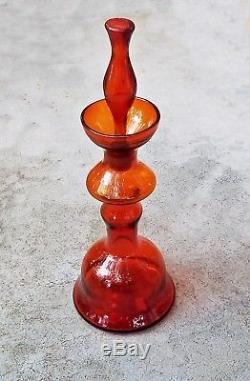 Blenko Glass Wayne Husted Chess Piece Decanter 5929S in Tangerine Signed
