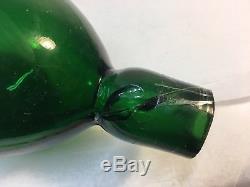 Blenko Hand Signed John Nickerson Green Architectural Size Floof Decanter MCM