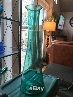Blenko Husted Architectural vase seafoam green 27 tall-huge