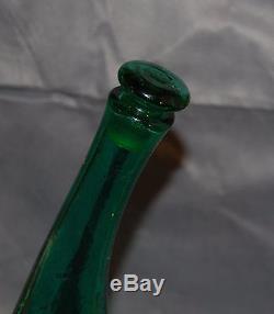 Blenko Jade Green Crackle Glass Bent Decanter Anderson