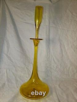 Blenko Jonquil yellow tall Decanter with Shot Glass stopper. Wayne Husted 6027