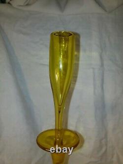 Blenko Jonquil yellow tall Decanter with Shot Glass stopper. Wayne Husted 6027