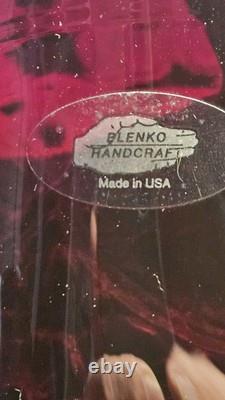 Blenko Large Very Rare Ruffled Edge Amberina Glass Bowl. Hand Made, Hand Signed