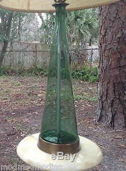Blenko Marbro Green Studio Art Glass Bottlef Lamp Finial Mid Century Modernist