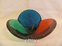 Blenko RARE Tri-Color Lobe Bowl 5831 Wayne Husted 1958