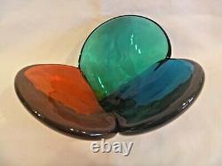 Blenko RARE Tri-Color Lobe Bowl 5831 Wayne Husted 1958