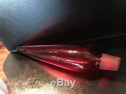 Blenko Ruby Red Regal Specialty Clear Footed Trumpet Art Glass Decanter