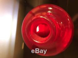 Blenko Ruby Red Regal Specialty Clear Footed Trumpet Art Glass Decanter