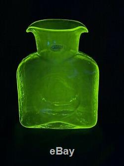Blenko Vaseline Glass Water Bottle 384 Limited Edition