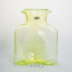 Blenko Vaseline Glass Water Bottle 384 Limited Edition