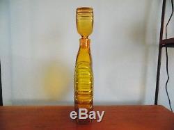 Blenko Wayne Husted # 6111 cog style, art glass decanter, jonquil, mid century