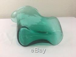 Blenko Wayne Husted BONE HANDLED Glass Pitcher Carafe 5610 Sea Green MCM 1956