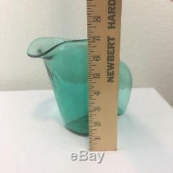 Blenko Wayne Husted BONE HANDLED Glass Pitcher Carafe 5610 Sea Green MCM 1956