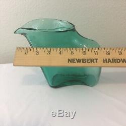 Blenko Wayne Husted BONE HANDLED Glass Pitcher Carafe 5610 Sea Green MCM 1956