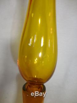Blenko Wayne Husted rocket Floor Decanter SIGN Jonquil Gold Yellow 29 Glass VTG