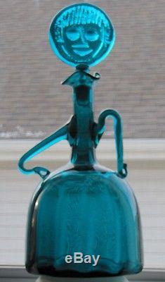 Blenko optic glass Lady decanter #6525 in desirable blue color