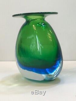 Blenko sommerso glass vase signed by Joel Philip Myers EUC MCM 1960s