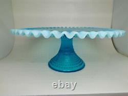Blue 12 Hobnail Vintage Cake Plate Stand