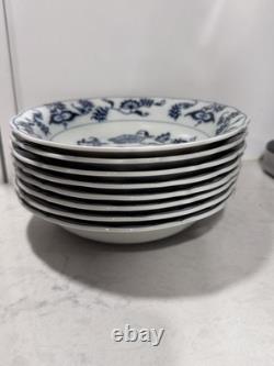 Blue Danube Japan BLUE ONION Set 8 Coupe Cereal 7 1/2 Bowls BACKSTAMPS