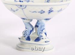 Blue Fluted Royal Copenhagen Dolphin Footed candy bowl Compote 451 Mint Blue Fluted Royal Copenhagen Dolphin Footed candy bowl Compote 451 Mint