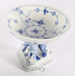 Blue Fluted Royal Copenhagen Dolphin Footed candy bowl Compote 451 Mint Blue Fluted Royal Copenhagen Dolphin Footed candy bowl Compote 451 Mint